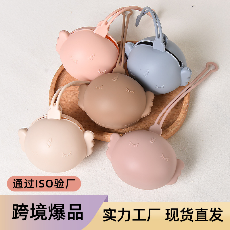 Pacifier Storage Box Portable Baby Pacifier Storage Box Silicone Pacifier Anti-drop Box with Lanyard Unicorn