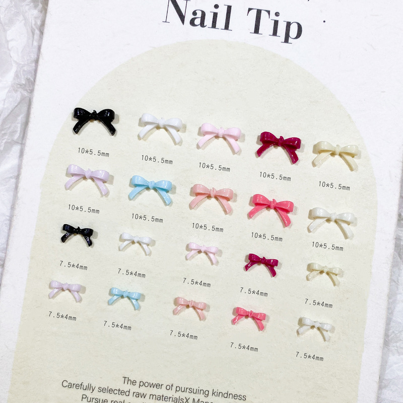 Casual Manicure Bow Jewelry Large and Small Nail Accessories Black White Ribbon Small Bows Resin Manicure Diamonds