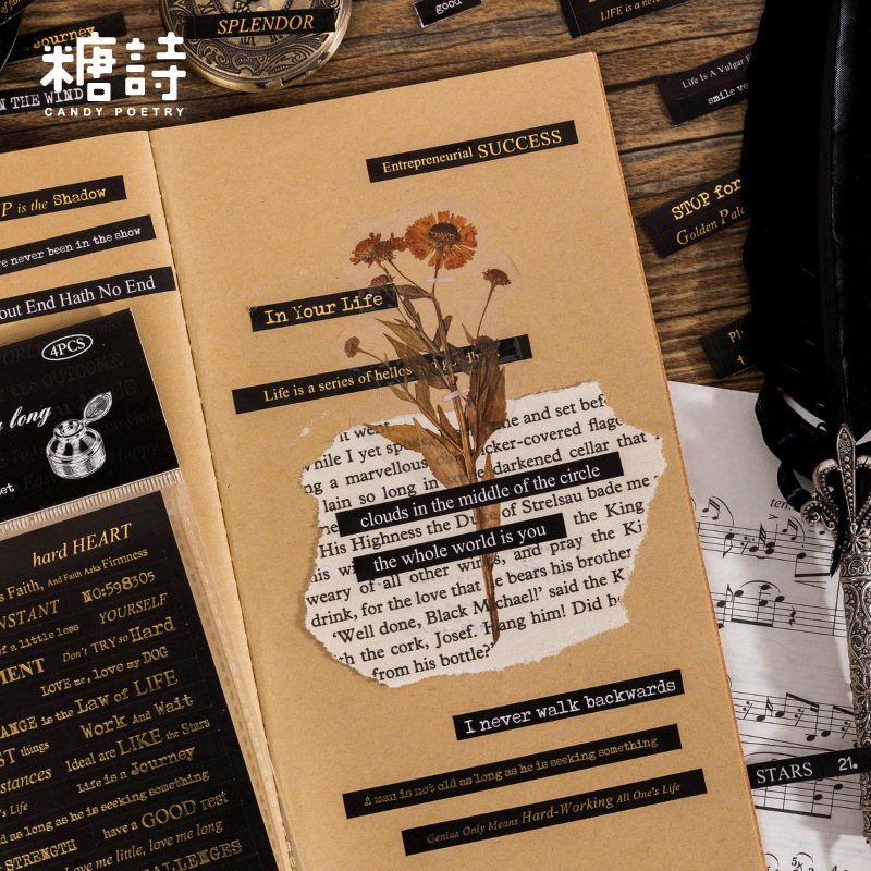 Azúcar poesía pegatinas traje entre líneas serie retro inglés giling pegatinas diario DIY pegatinas decorativas 3
