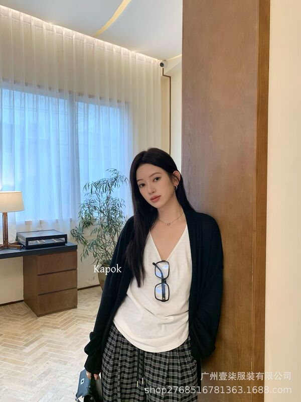 KAPOK慵懒风针织开衫套装女秋新款30%羊毛宽松显瘦背心两件套287|undefined