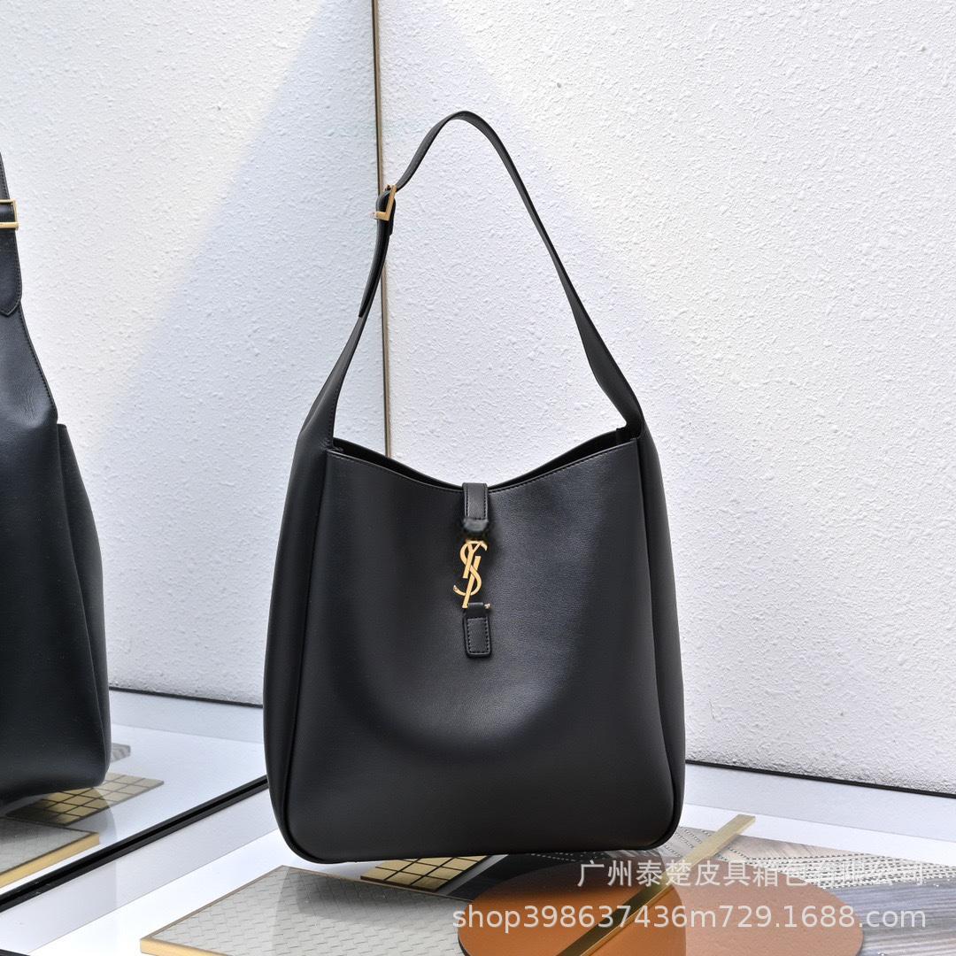 Saint Laurent Le 5 A 7 Hobo Bucket Bag Black Leather