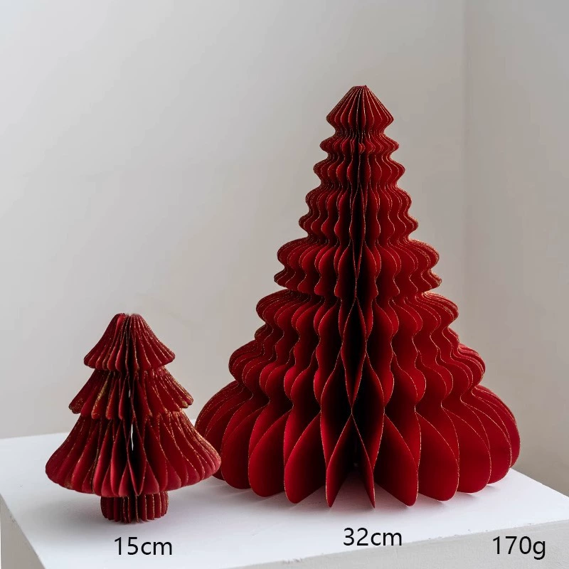 Table Christmas origami decorations, small foldable paper trees, styles A–D, 10–50 cm