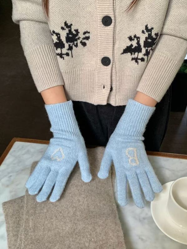 25秋冬新长款分指保暖女ins漏指骑行防寒爱心字母标针织毛线手套|undefined
