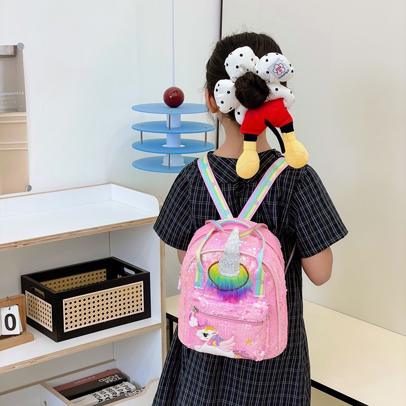 Mochila de niña con lentejuelas de moda Dibujos animados lindo pony jardín de infantes mochila para bebé nueva mochila para niños marea