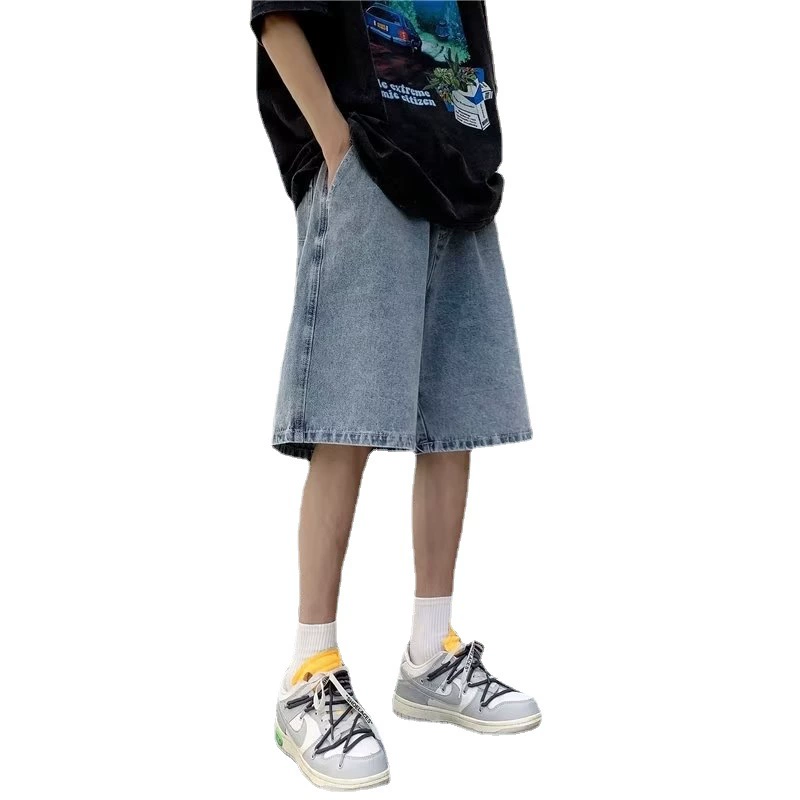 Джинсовая юбка-платье мужские шорты, свободные прямые oversize, хип‑хоп летний повседневный (S–3XL)