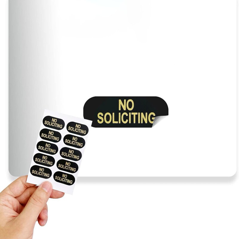 No Soliciting Sign for Home Small Size Weatherproof Sticker Video Doorbell Front Door Wall Window