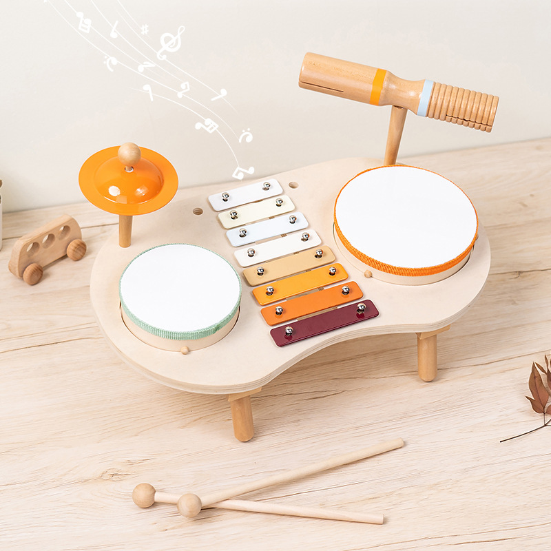 Estante de música multifuncional de madera para niños tambor piano Orf instrumento de percusión juguetes de iluminación infantil