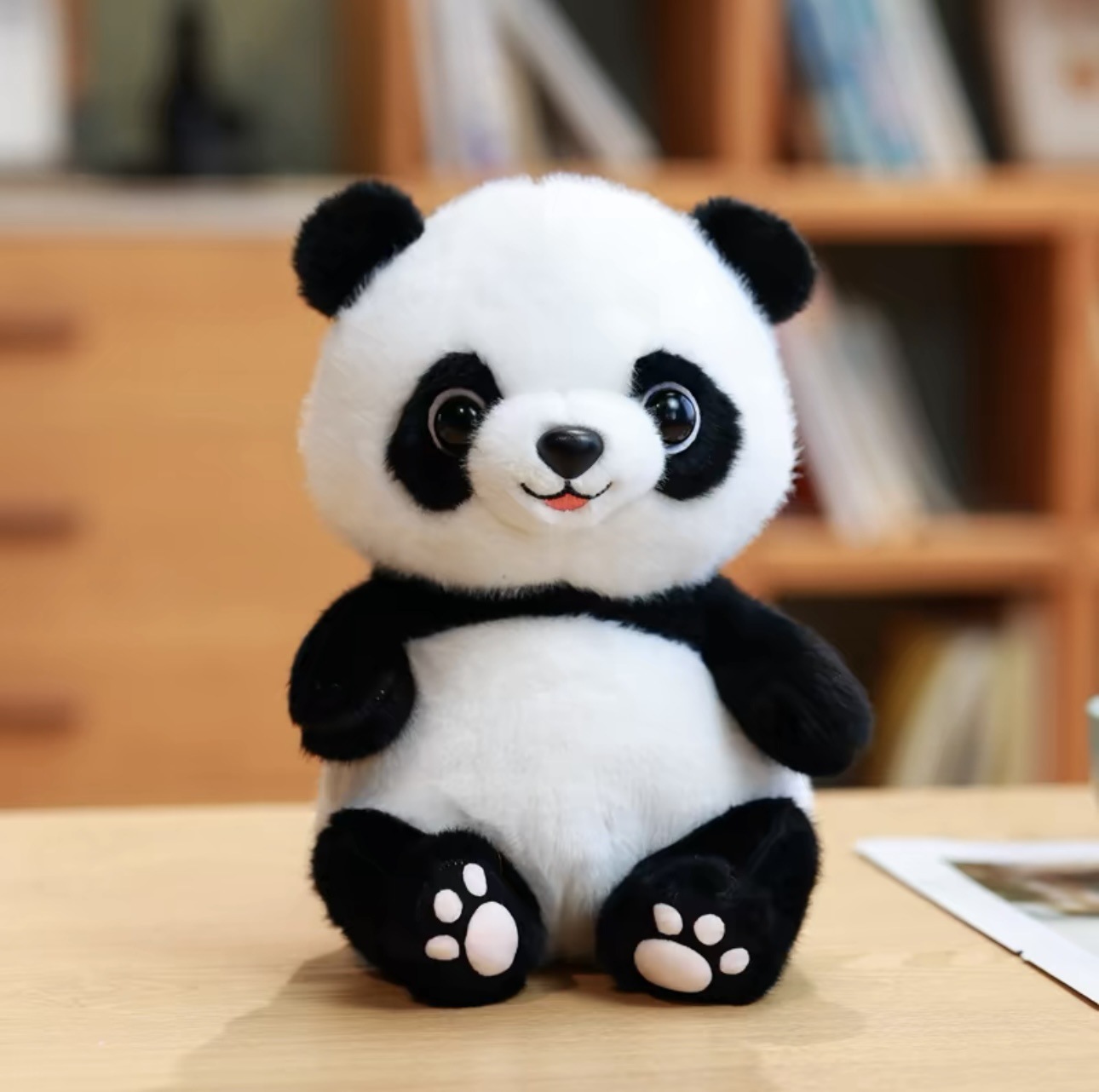 Disfraz encantador panda muñeca juguetes de peluche base panda recuerdos simulación tesoro nacional panda gigante puede agregar logotipo
