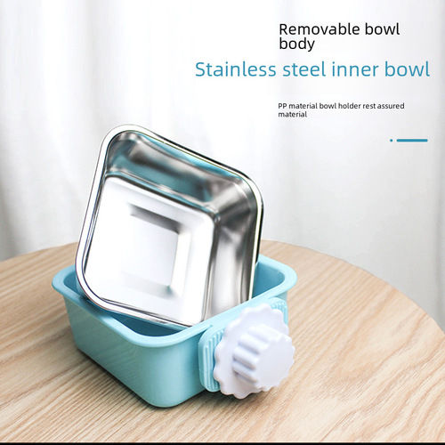 Pet bowl feeder cat bowl pet stainless steel dog bowl dog cage hanging fixed dog basin wholesale manufacturer 6