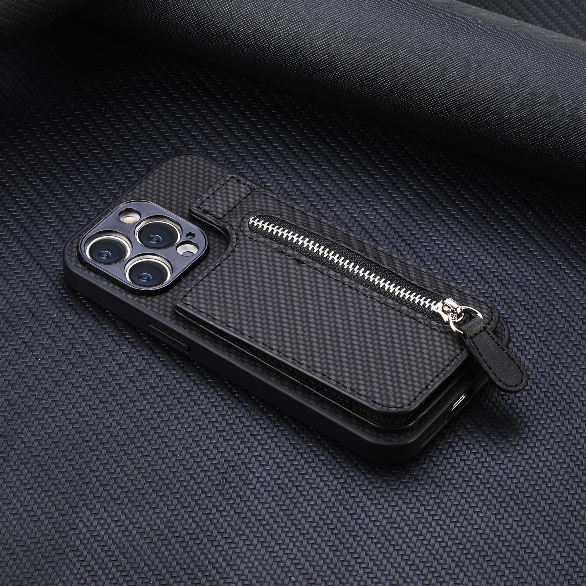 TechGlobe Compatible With IPhone 17 Flip Holder Phone Case Wallet Stand Zipper Bag Card Slot Protective Cover_voghion.com