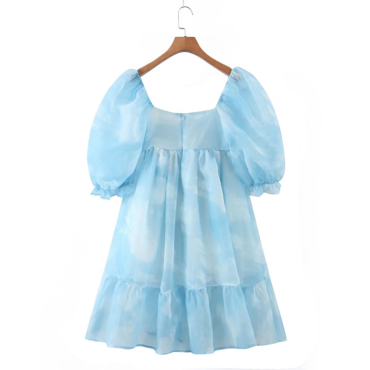 Organza Short Puff Sleeve Fluffy Princess Dress NSAM110431