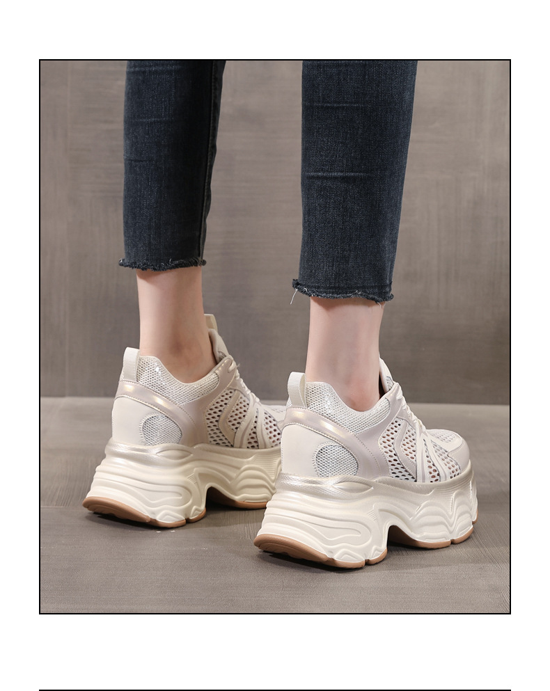 Giày sneaker chunky nữ đế dày tăng chiều cao lưới thoáng khí — Màu mơ chi tiết 16