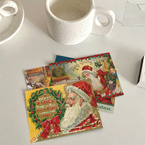 40 Christmas gift cards Santa's reindeer vintage postcard message card greeting card wall decoration material