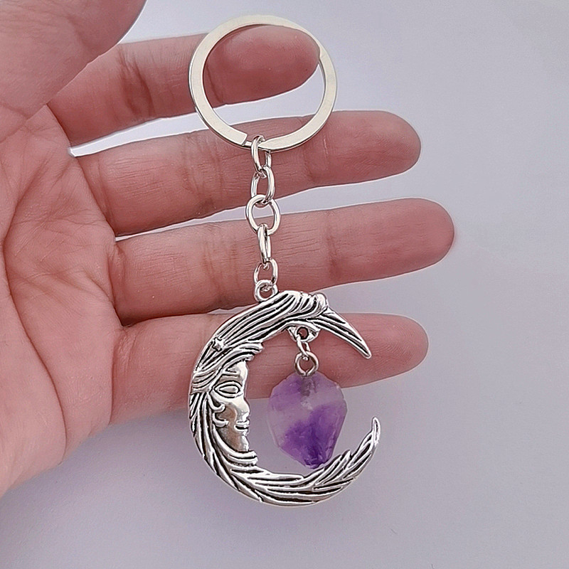 Cartoon Style Moon Alloy Crystal Plating Keychain display picture 1