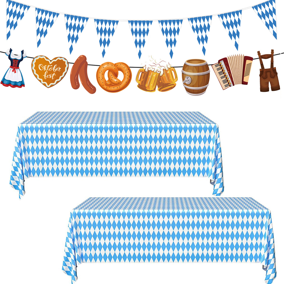 Transfronterizos Oktoberfest Party Mesa Baviera Beer Party Set Triangular Party Decorations