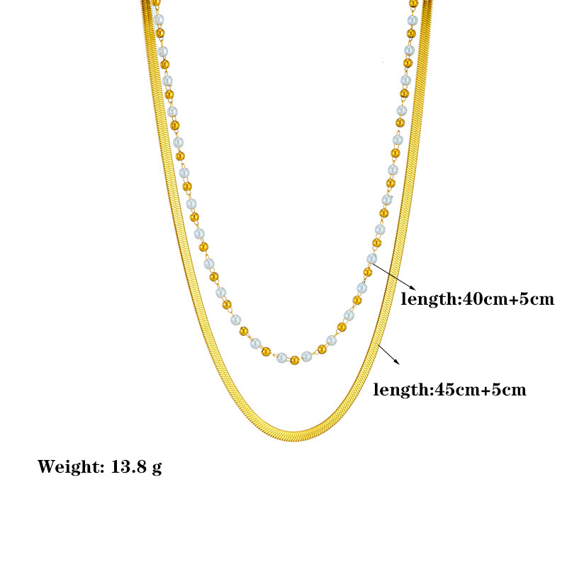 304 Stainless Steel 18K Gold Plated Elegant Lady Plating Geometric Plastic Layered Necklaces display picture 1