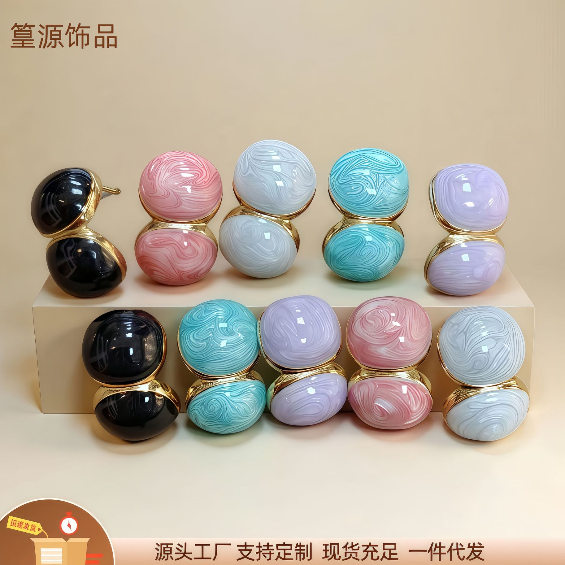 新款时尚彩釉鎏金耳环 钛钢镀金不掉色耳饰 不锈钢耳饰饰品批发