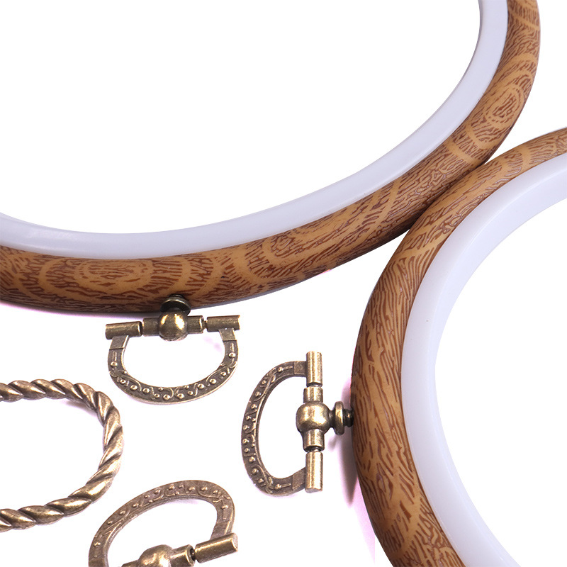 仿古木紋繡花圈 硅膠條仿古銅色繡花繃ABS塑料 十字繡框廠家直銷