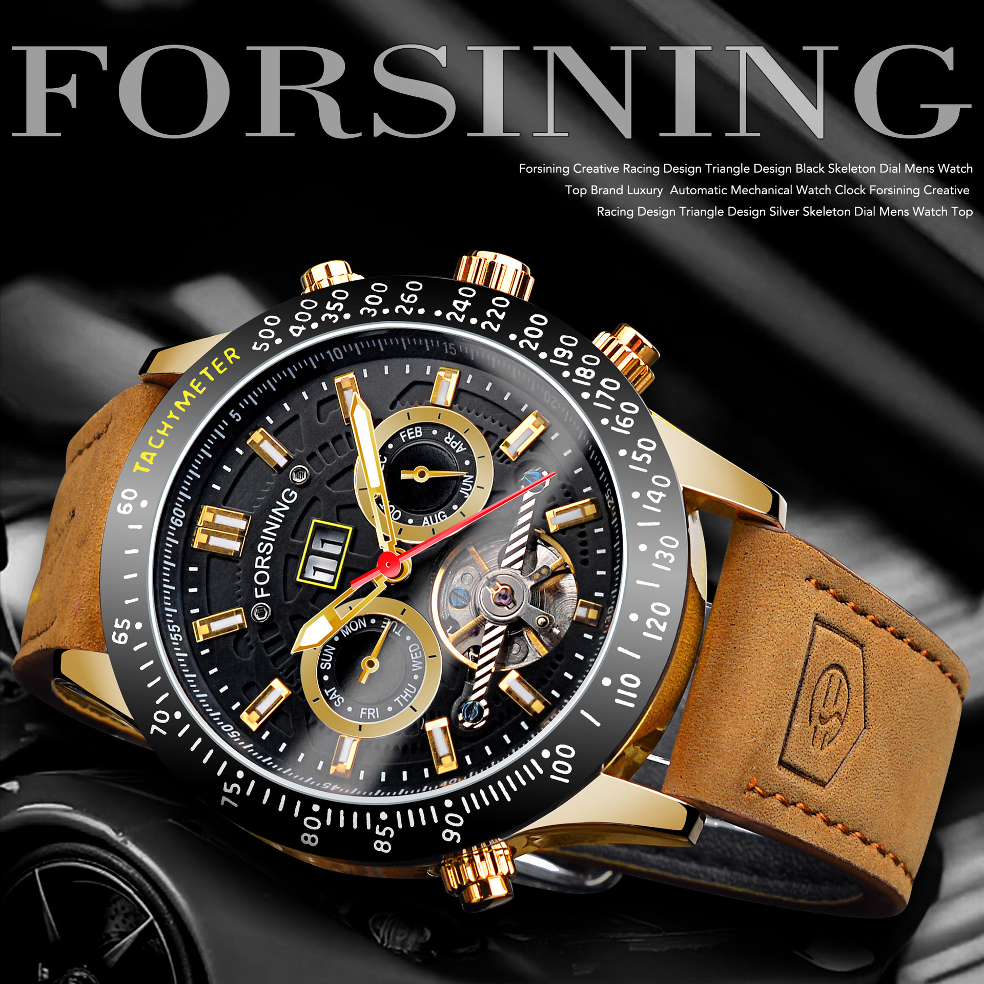 Men's Automatic Mechanical Watch With Leather Strap And Tourbillon_voghion.com