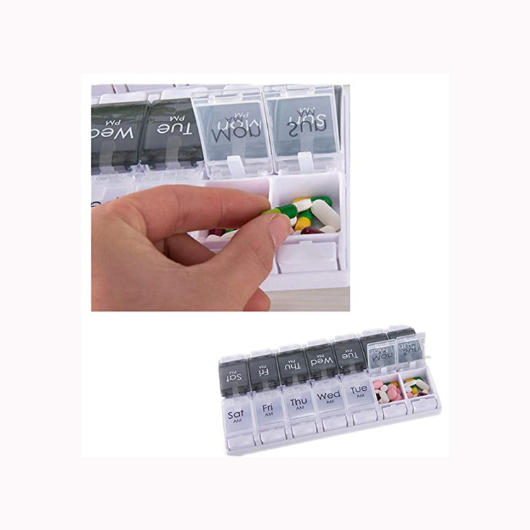 Kerui fuente precio de fábrica al por mayor portátil 14-grid prensa rebotando tableta caja de almacenamiento dos veces al día 7 días a la semana