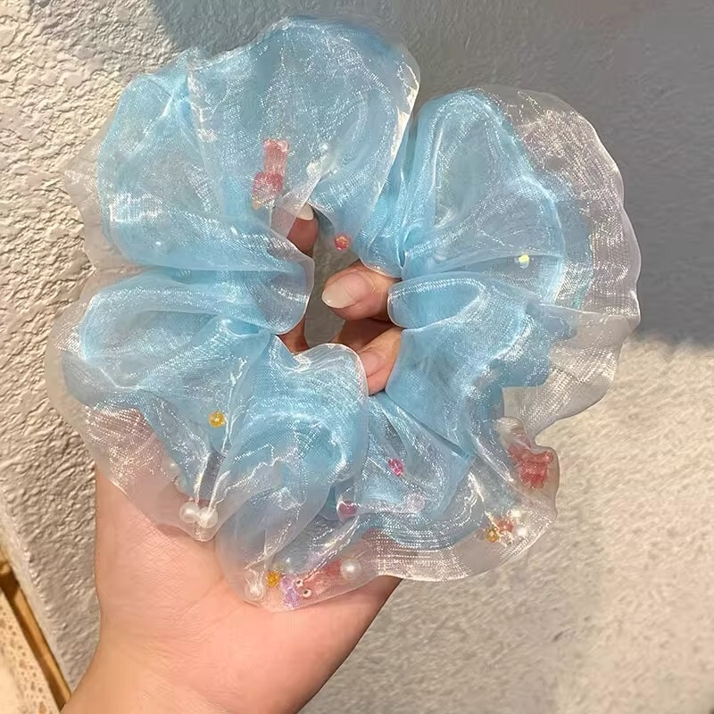 ポニョの夏の青い小さな金魚のヘアバンド夏シンプルな小さな新鮮なハイエンドのヘアゴムバンド女性用|undefined