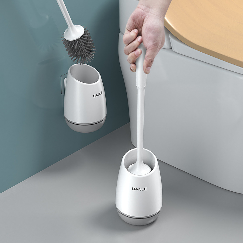 Toilet brush with no dead corners, household wash toilet bathroom cleaning brush wall-mounted long handle soft bristle toilet brush wholesale