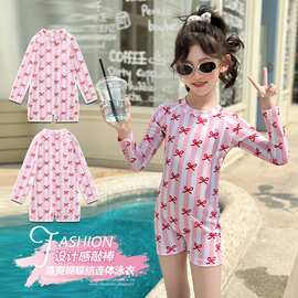 女童连体泳衣夏装2026新款洋气儿童防晒速干长袖泳小女孩游泳衣