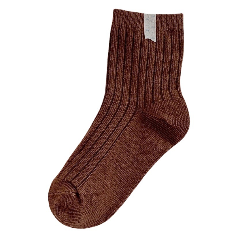 子供靴下日韓系復古色綿靴下ins潮ファッション男女靴下春秋中筒靴下卸売り