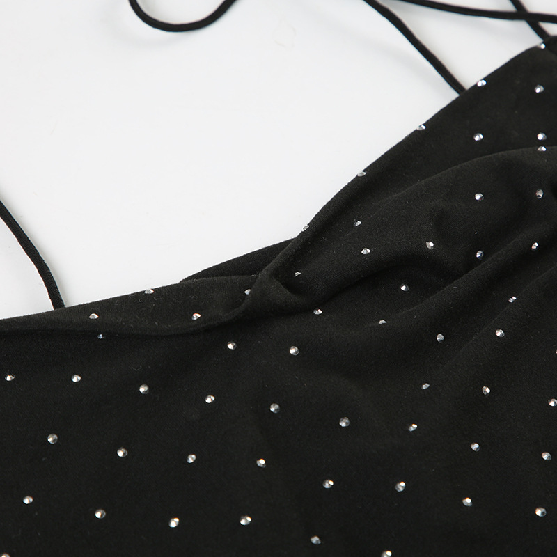 Women Clothing Rhinestone Sexy Siamese Trousers Elegant V neck Slim Fit Sheath Bell Bottom Pants Jumpsuit