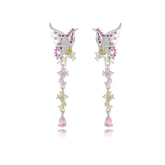 Xuping gemas artificiales largas mariposa simétrica pendientes de bordilla de moda ligera lujosa sensación de diseño de orejas para mujeres image 6