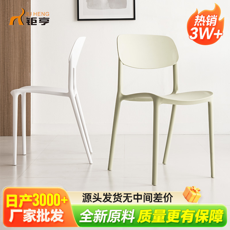 Foshan Silla de plástico Fábrica Oficina Ocio Ingeniería Silla de apoyo Hogar con respaldo Silla de plástico completo Plástico PP engrosado