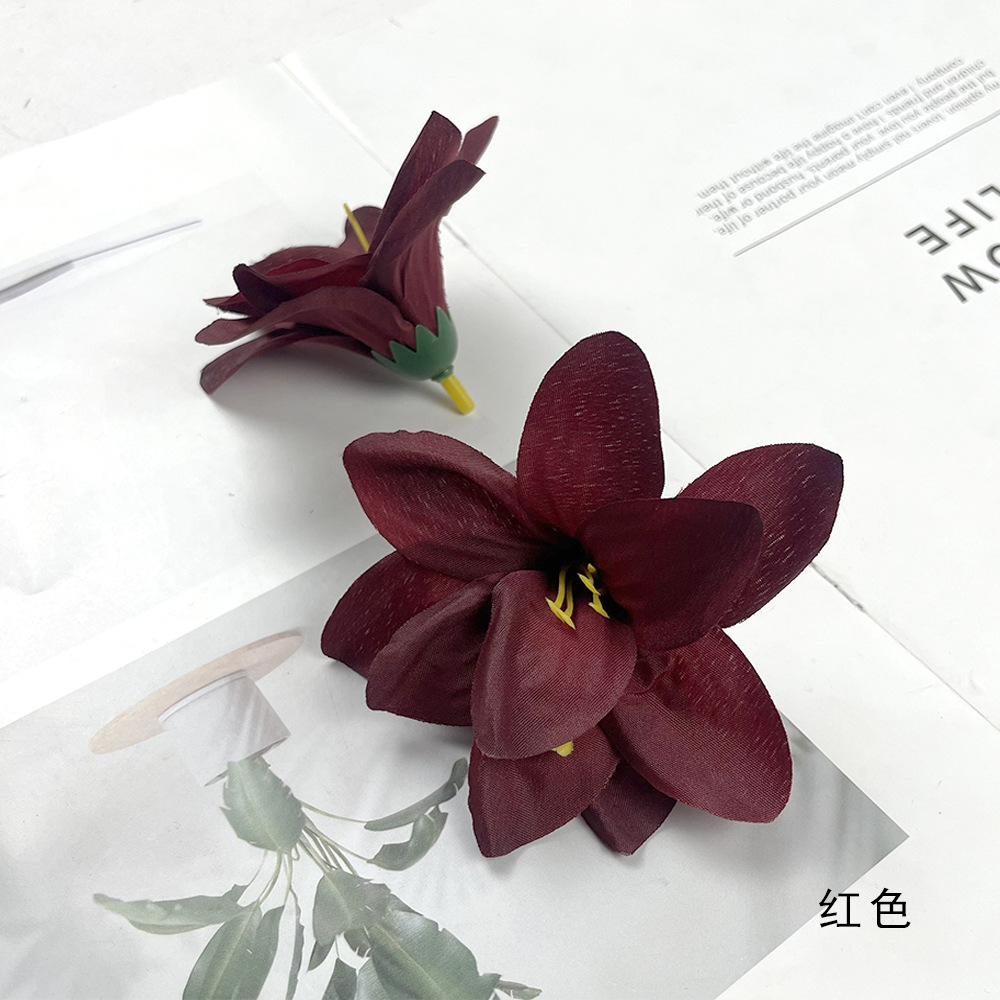 Flor de lirio doble pequeña flor al por mayor hecha a mano DIY tocado material flor pinza flor falsa caja de regalo accesorios de regalo