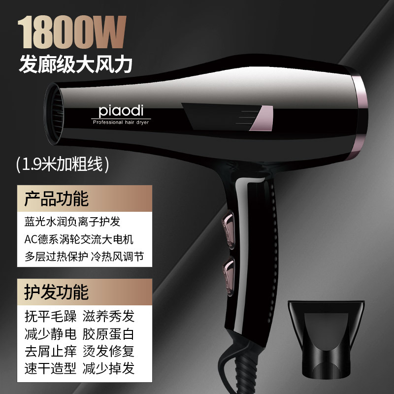 Secador de pelo eléctrico nuevo - Alta potencia, especial para peluquerías, alta velocidad, viento grande, con iones negativos para cuidado del cabello, uso doméstico