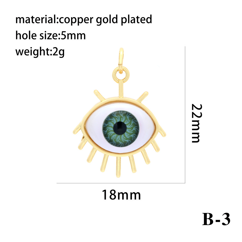 7g Weight Resin Inlay Material Charms, Jewelry Accessories Classification 1 Piece Quantity Copper Material Eye Pattern Plating, Inlay Design Streetwear Style 1 Piece Copper Resin Eye 6