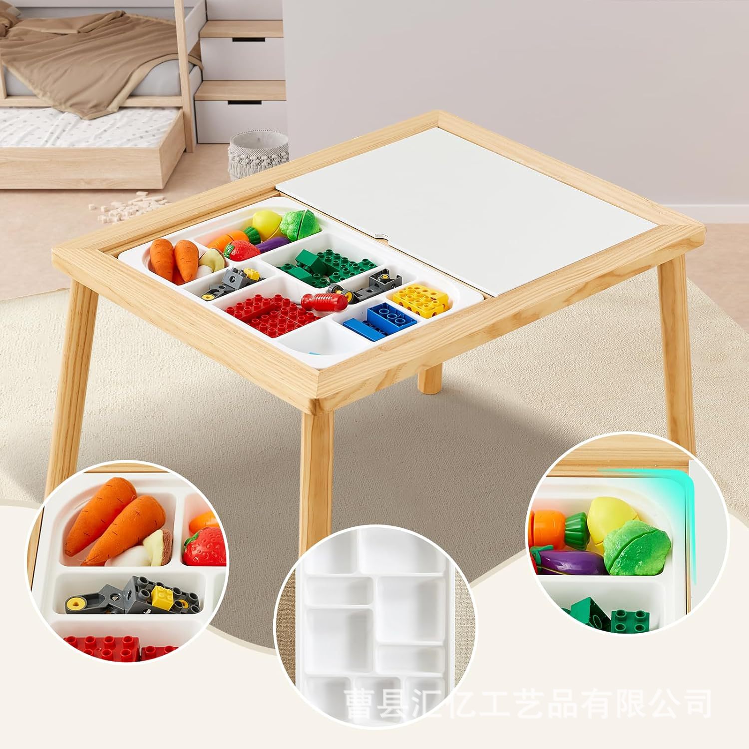 Cross-Border Wooden Sensory Table, Toddler Sand and Water Table, Children's Game Activity Table, Building Blocks, Writing and Painting Table, Wooden Dining Table