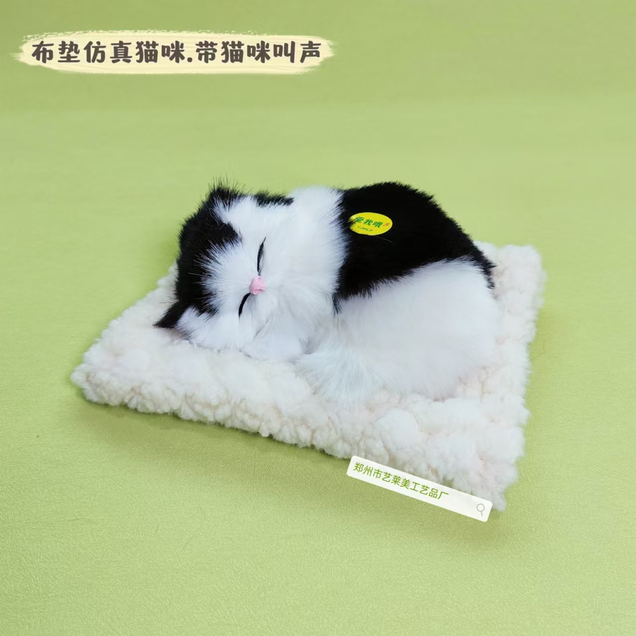 베이지색 천 패드 블랙 블록 잠자는 고양이