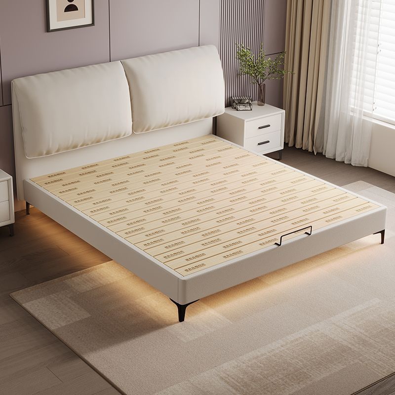 Leather Bed Classy Thickeneded Solid Wood Bed Master Bedroom Large Bed 2×2.2 Double Bed 1.8×2 Small Apartment 1.5×1.9