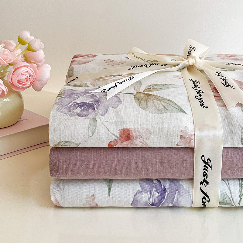 Nuevo juego de cuatro piezas de cama de hilo de doble capa Clase A, algodón puro, 2025, nuevo juego de sábanas con funda de edredón, ropa de cama de tres piezas