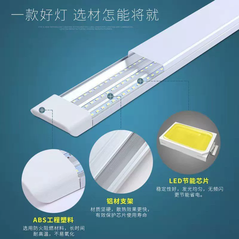 LED rectangular lamp, daylight lamp, ultra thin super bright linear light for hood for office, full set