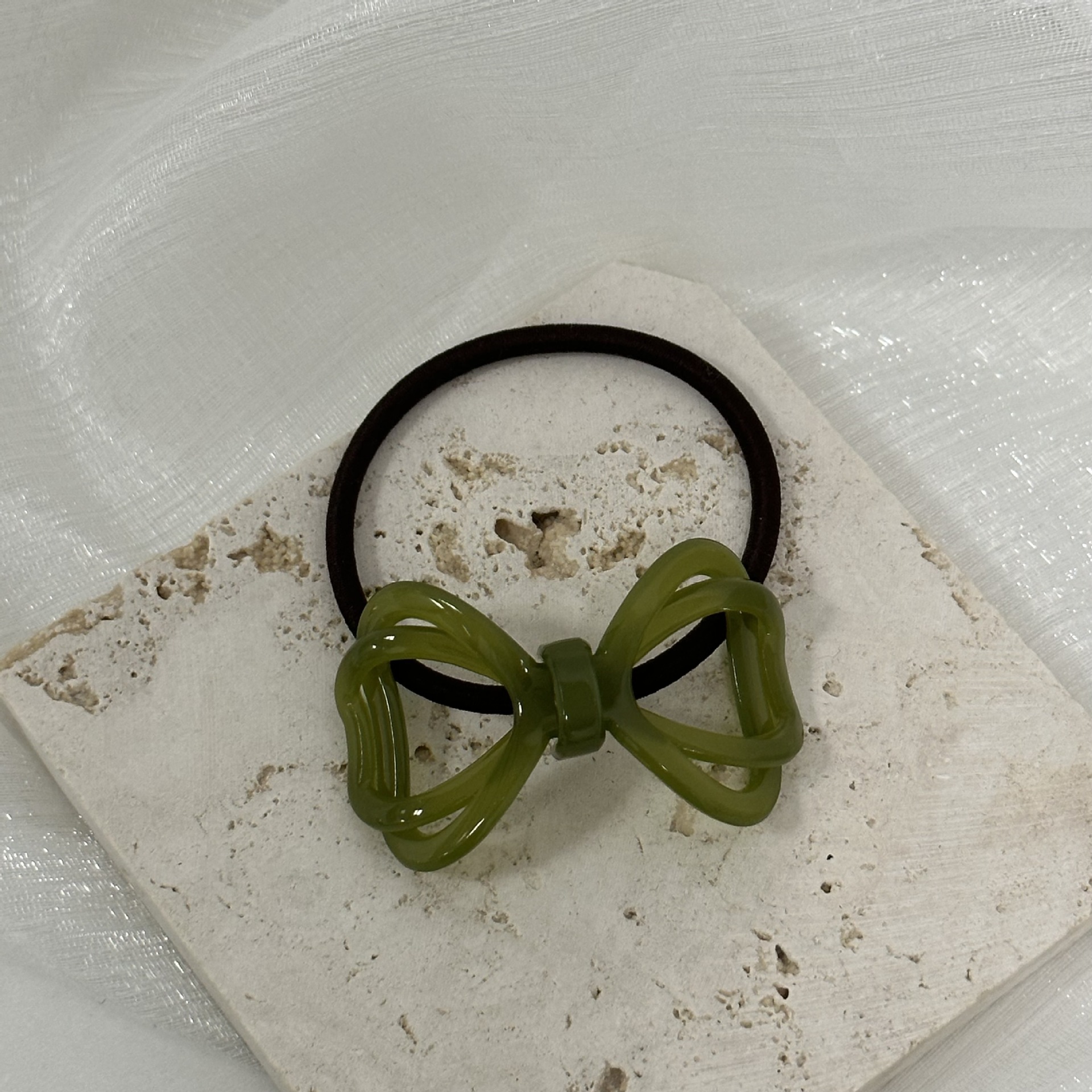 Anello per capelli con fiocco cavo e motivo a alone in stile coreano, temperamento, corda per capelli, coda di cavallo, corda per capelli elastica alta, accessori per capelli_voghion.com