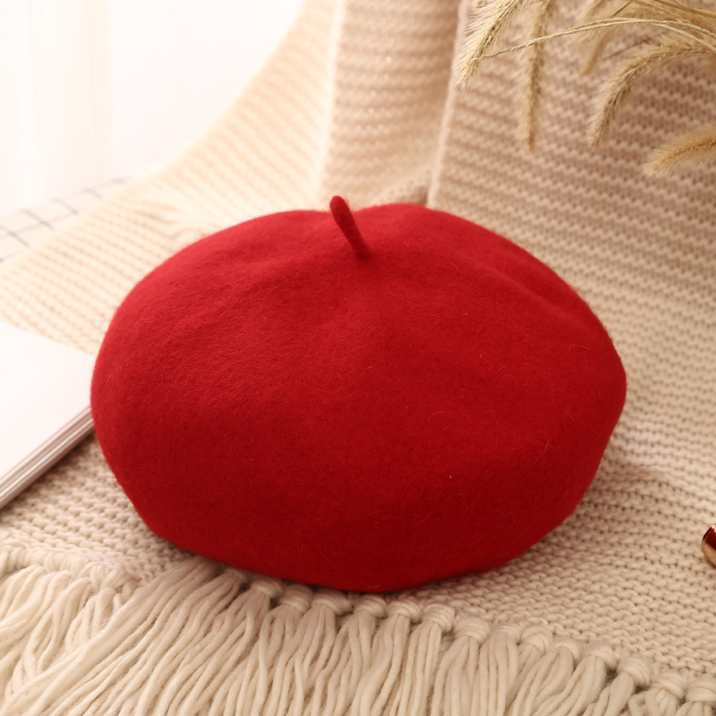 Rojo-lana (boina) + ajustable / 2-8 años de edad (circunferencia de la cabeza 48-52cm)