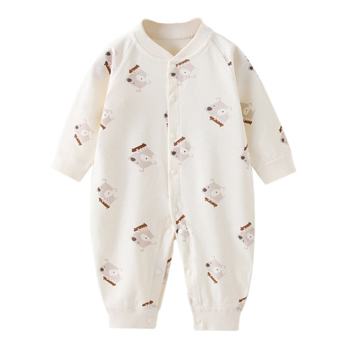 New spring and autumn baby jumpsuit long-sleeved baby hoodie pure cotton bottoming underwear newborn crawling suit boneless pajamas