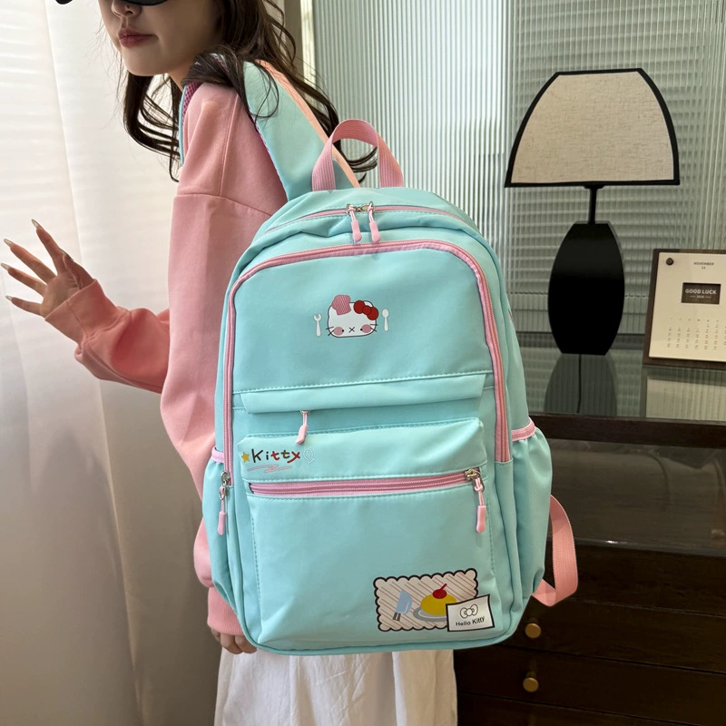 Hello Kitty, настоящий японский милый рюкзак, вместительная школьная сумка, на плече