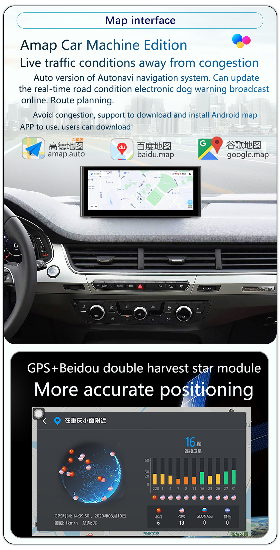 Suitable for 10.25-Inch 16-19 Audi Q7 Special Android Large-Screen Carplay Navigation 360 Panoramic All-In-One Machine