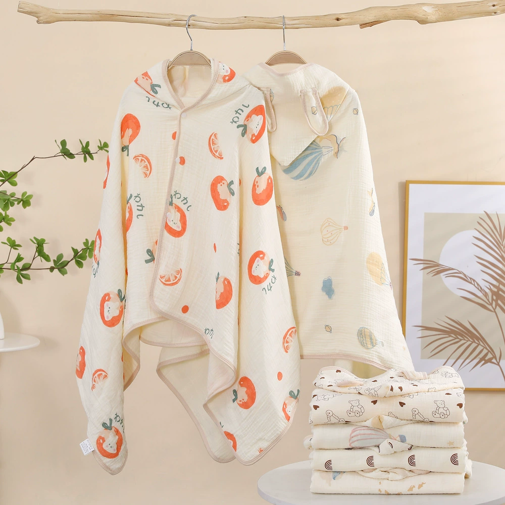 Мягкая дышащая четырехслойная хлопчатобумажная марля халат накидка для младенцев оптом для детей