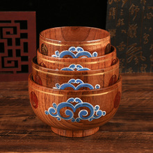 宫廷蒙餐用具 蒙古奶茶实木彩绘 民族风特色餐厅木碗