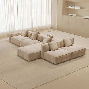 Double-Sided Modular Island Sofa Fabric Tofu Block Italian Minimalist Large Horizontal Living Room Back-To-Back Living Room Mid-Century Style Villa