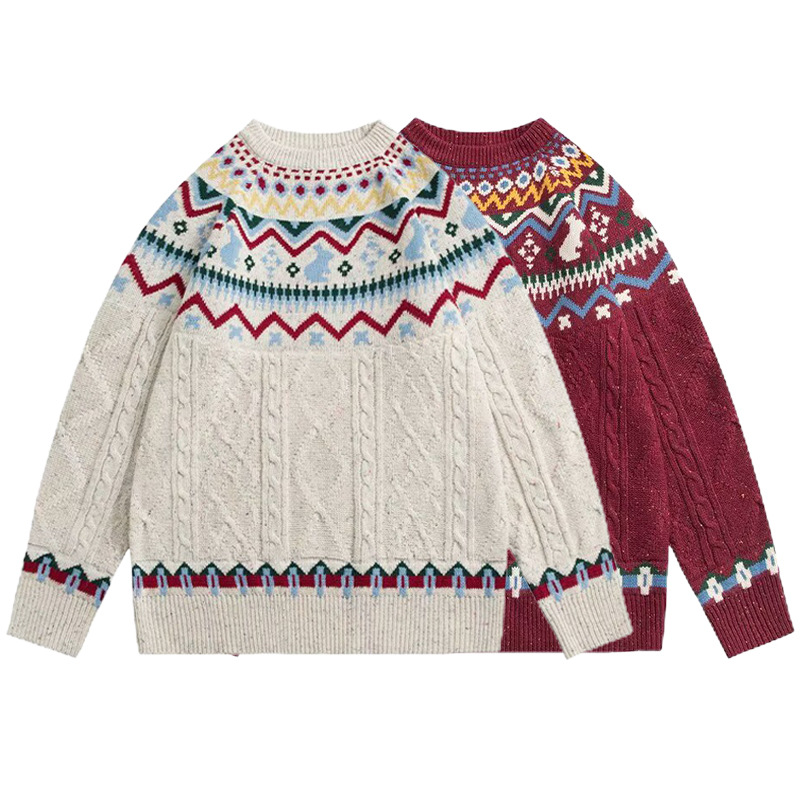 Explosiones transfronterizas de tamaño europeo de tamaño grande Fair Island Jacquard jersey suéter hombre Navidad sensación de fábrica de ropa exterior al por mayor