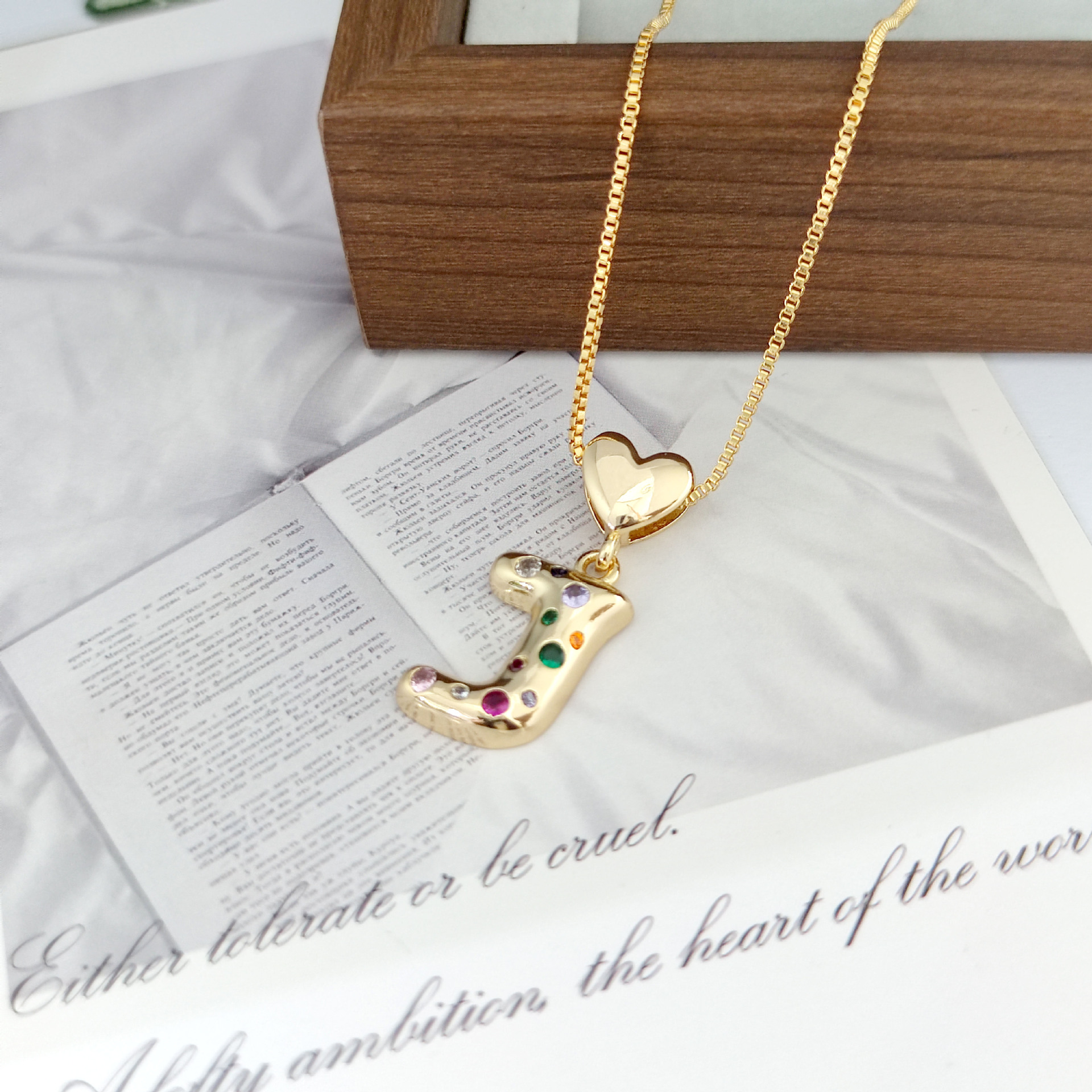 12g Weight Copper Pendant Material Zircon Inlay Material Pendant Necklace Classification Copper Chain Material 1 Piece Quantity Holiday, Daily Occasion Copper Material Letter, Heart Shape Pattern Women's Gender Inlay Design Simple Style Style Copper Inlay Letter Heart Shape Zircon Pendant Necklace 13