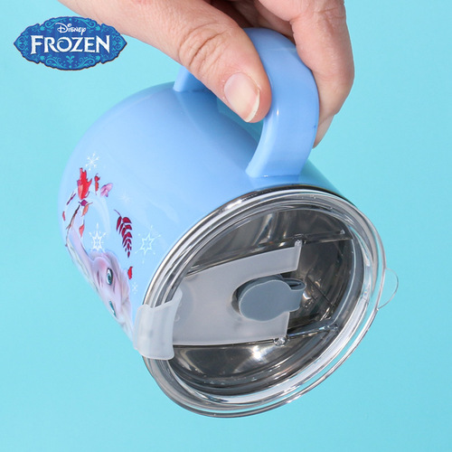 Disney children's water cup household stainless steel mouth cup kindergarten baby drinking milk cup with lid anti-fall portable